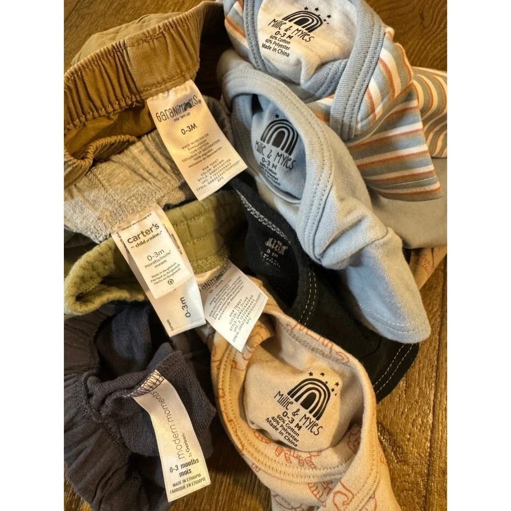 Garanimals Carters‎ Baby Boy Bodysuits Shorts Lot 0/3 Months Summer Lion Safari